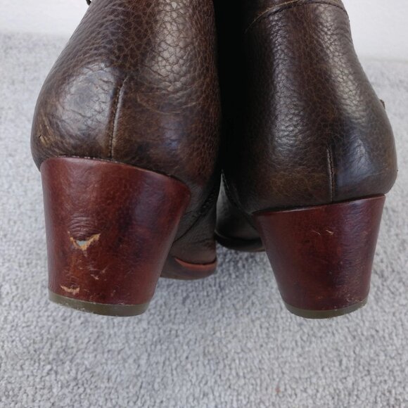 Kork Ease Ankle Boots Womens Size 10 Brown Pebbled Leather Zip Buckle Heel Shoes - Picture 7 of 12